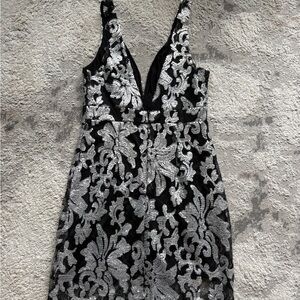 Ark & Co Black Dress with Silver Sequin Floral Design